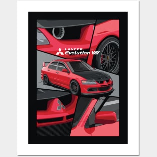 RED BLACK LANCER EVO III Posters and Art